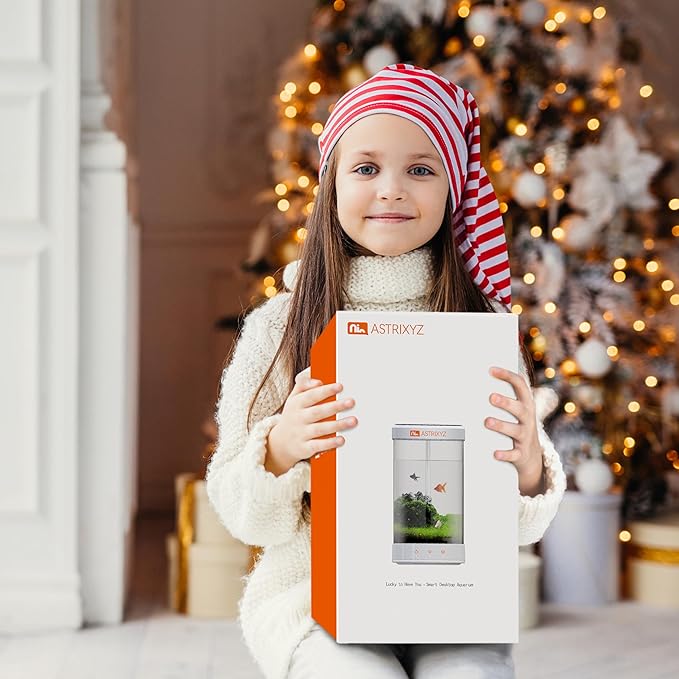 Aquarium Kit-1.5 Gallon Self-Cleaning Betta Fish Tank with 3-in-1 Filtration System, Oxygenation,Water Circulation, Multi-Color LED Lights - Quiet Desktop Aquarium for Home,Office & Gifts(White)-PawvioPets