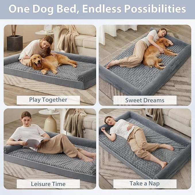 BFPETHOME Dog Beds for Large Dogs, Orthopedic Dog Bed for Medium Large Dogs,Big Waterproof Couch Pet Bed with Removable Washable Cover-PawvioPets