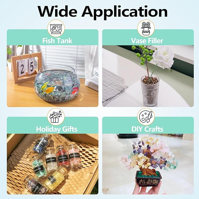 3 Lb Tiger Eye Aquarium Gravel Rocks Polished Tumbled Crushed Stones, Natural Crushed Stone Crystal Chips Decorative for Fish Tank||Vase Filler|Succulent Plants Decor, 6mm-9mm-PawvioPets