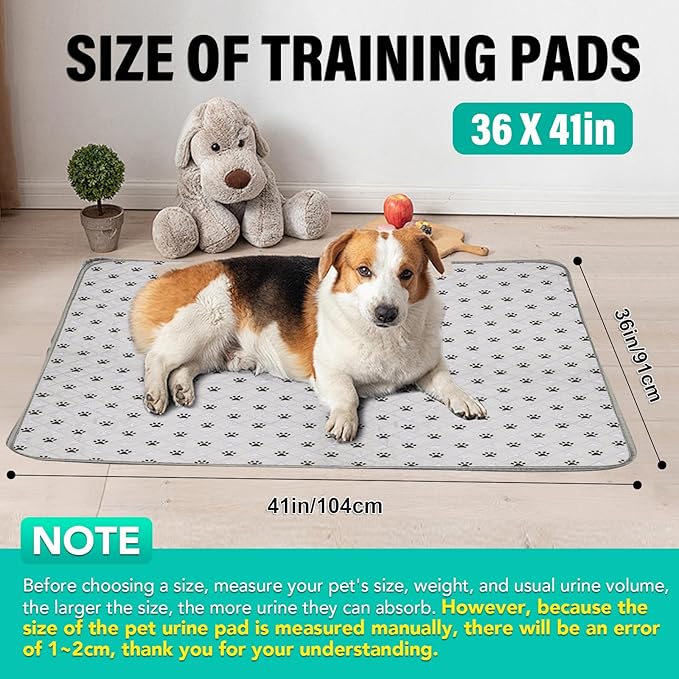 5 Pack Large 36"X41"Washable Pee Pads for Dogs Super Absorbent Dog Training Pads Non-Slip Waterproof Pet Training Pads Mats Whelping Pads for Dogs Cats Puppy-PawvioPets