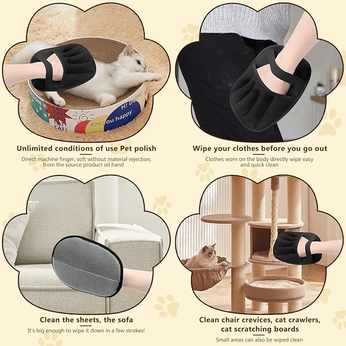 2 Pack Pet Hair Remover Gloves,2025 Upgraded Static Removal Gloves, for Pet Hair, Cat & Dog Hair Removal Tool for Couch,Furniture, Carpet, Car Seat, Pet Grooming-PawvioPets