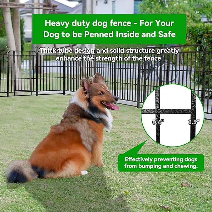 Dog Playpen Outdoor 32 Panels Heavy Duty Dog Fence 40" Height with Thick Pipe Anti-Rust with Doors Portable for RV Camping Yard, Total 71FT, 406 Sq.ft, Snowy Black-PawvioPets