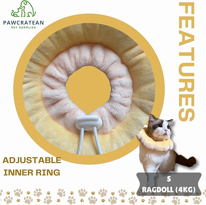Adjustable Comfy Flower Style Elizabeth Collar for Cats Puppies Soft Recovery Cone Pet Protective Neck Collar (Yellow, Medium)-PawvioPets