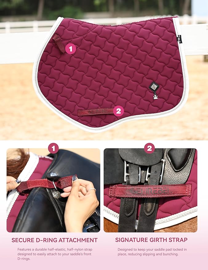 Close Contact Non-Slip Design Horse Riding Pad Moisture-Wicking Shock Absorbing English Saddle Pad for Horses-PawvioPets
