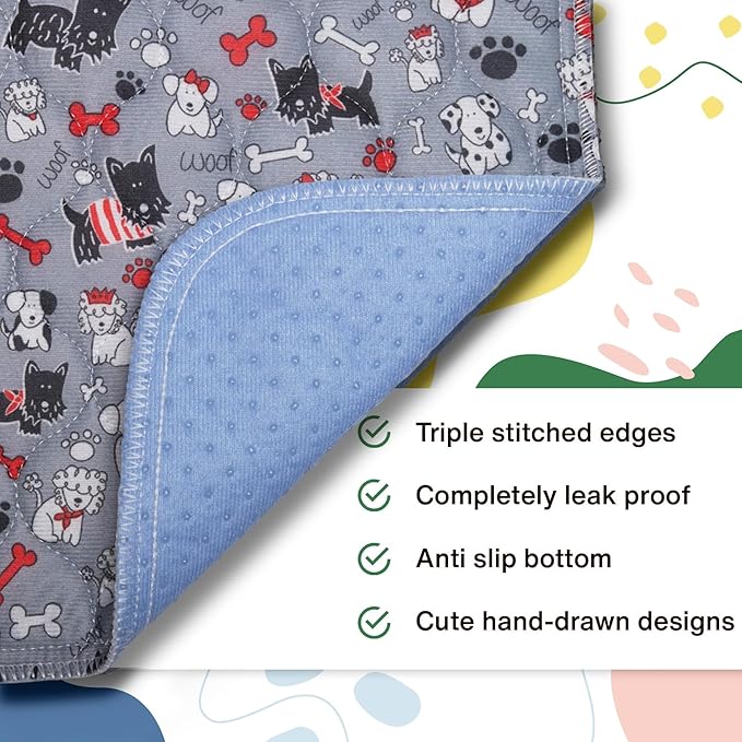Caldwell's Pet Supply Co. 24x36 Potty Pads, Washable Pee Pads for Dogs, Reusable Pee Pads for Dogs, Puppy Potty Mat, Whelping Rug, Reusable Puppy Mat, Medium (Set of 3)-PawvioPets