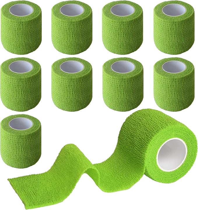 9 Pack 2" x 5 Yards Self Adhesive Bandage Wrap Self Stick Wrap for Ankle, Wrist, Finger, Sports, Breathable Cohesive Vet Tape for Pets (Grass Green)-PawvioPets