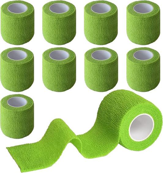 9 Pack 2" x 5 Yards Self Adhesive Bandage Wrap Self Stick Wrap for Ankle, Wrist, Finger, Sports, Breathable Cohesive Vet Tape for Pets (Grass Green)-PawvioPets