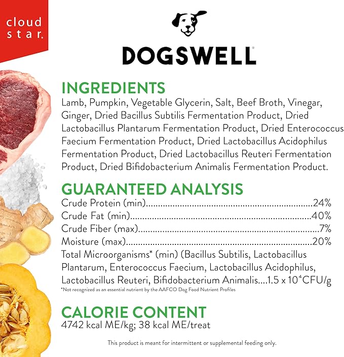 DOGSWELL Gut Health Mini Jerky Functional Dog Treats, Lamb 4 oz. Bag-PawvioPets