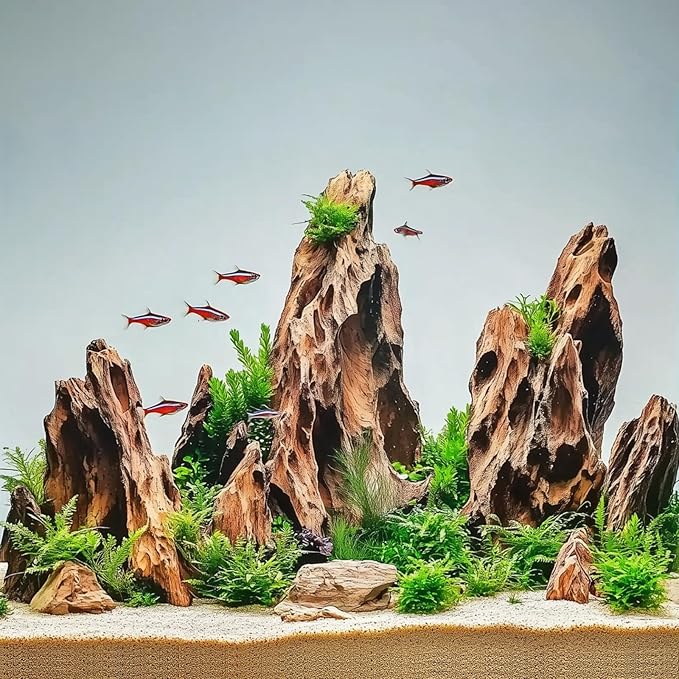 Dragon Stone Rock for Aquascaping,Aquarium Decor, Fish Tank Decorations,3-10 Inches Natural Ohko Stone for Fish Tank Landscaping (6.6 Pounds)-PawvioPets