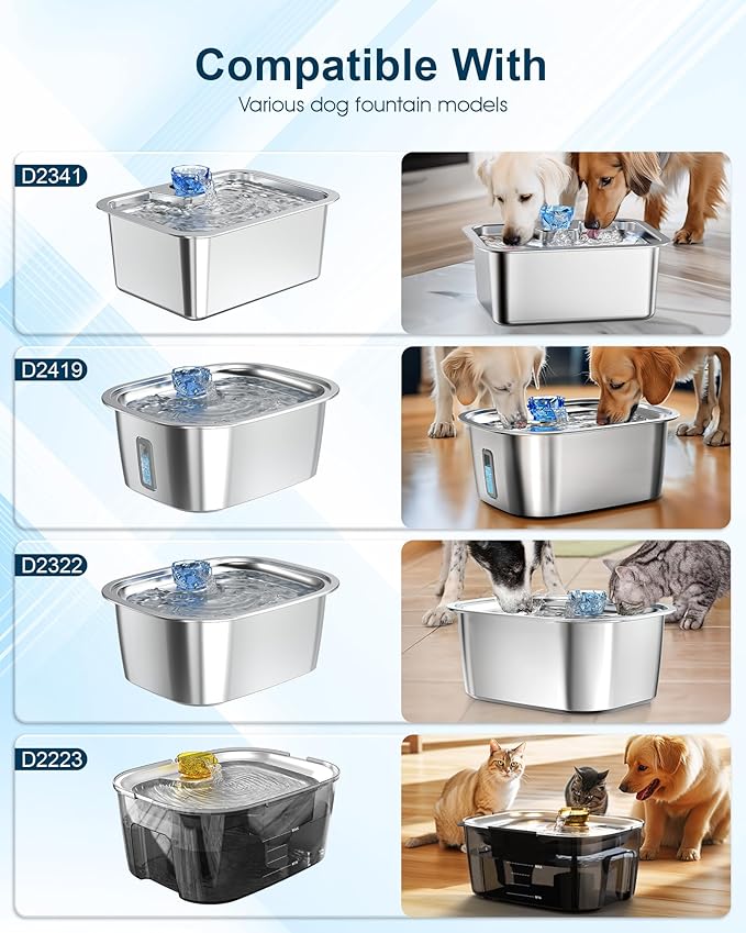 Dog Water Fountain Pump Replacement for D2341, D2419, D2223, D2322 Models, Pet Water Fountain Replacement Pump for PETNF Stainless Steel Large Dog Fountain for Large Dogs, Long Lifespan, Ultra Quiet-PawvioPets