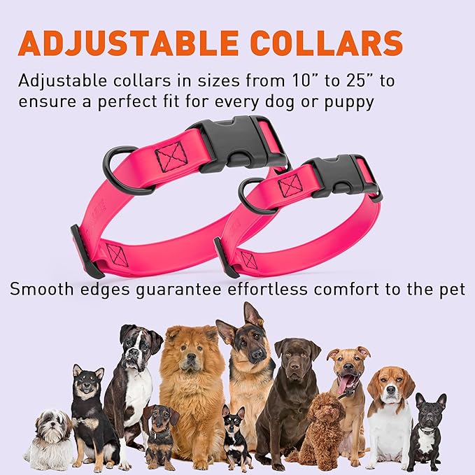 Dogline Biothane Waterproof Dog Collar with Quick Release Buckle Strong Coated Nylon Webbing with Odor- Proof for Easy Care Easy to Clean Fits Small Medium Large Dogs, Pink 5/8" W 9-14" L-PawvioPets
