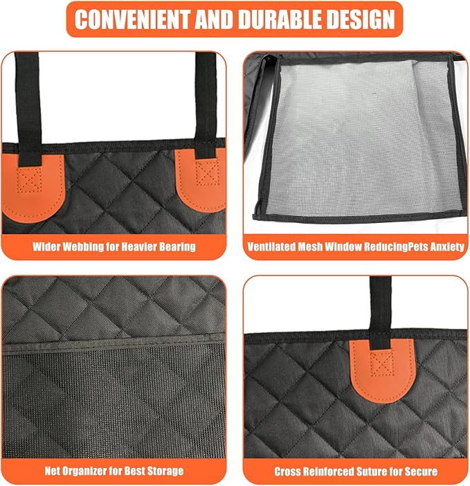 Back Seat Extender for Dogs Hard Bottom, Upgraded 7-Layer PU Leather Dog Car Seat Cover with Support 400lbs, Waterproof Dog Hammock Bed Backseat, Anti-Scratch Pet Seat Extender for Car, SUV, Truck-PawvioPets