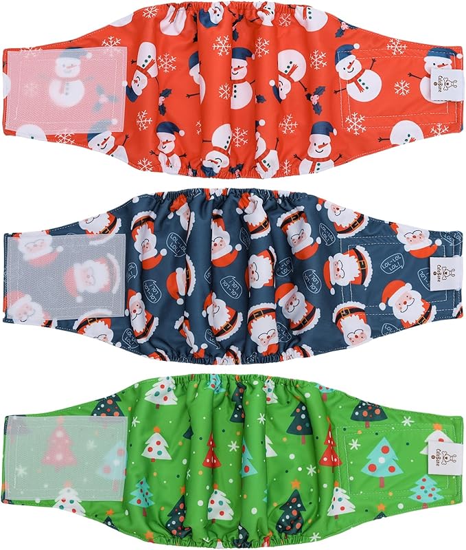 CuteBone Dog Diapers Male Belly Bands 3 Pack for Male Dogs Reusable Puppy Wraps DM62XS-PawvioPets