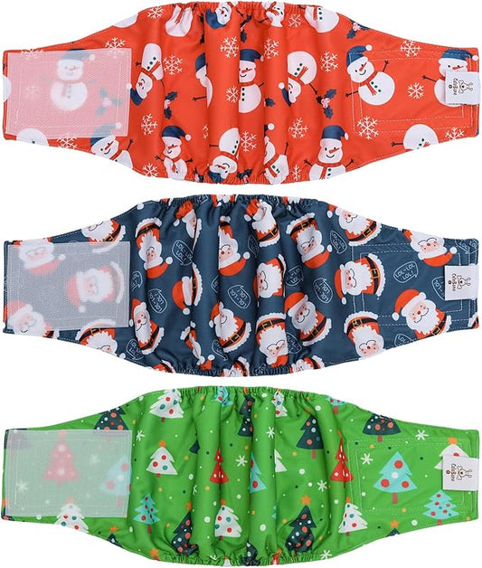 CuteBone Dog Diapers Male Belly Bands 3 Pack for Male Dogs Reusable Puppy Wraps DM62XS-PawvioPets