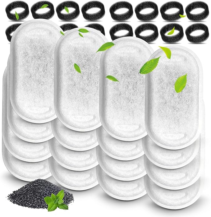 Cat Fountain Filters - 8 Filters with 8 Sponges Replacement for Stainless Steel Pet Fountain-PawvioPets