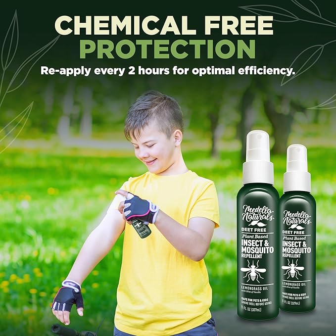 Deet-Free Insect & Mosquito Repellent Pack of 2 (8 oz) – Nice Smelling Insect Repellent with Lemongrass Oil Safe for Pets and Kids – Bug Spray for Mosquitoes, Gnats, Black Flies, and No-See-ums-PawvioPets