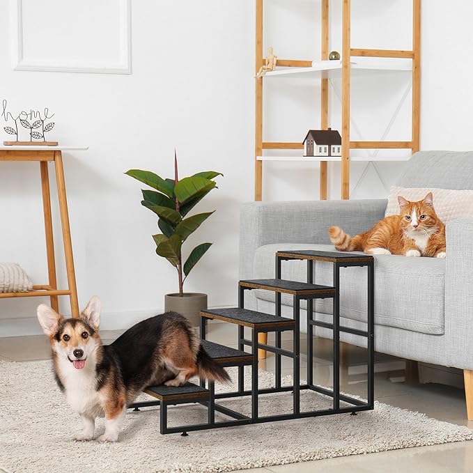 Dog Stairs Ramps Dog Stairs for High Bed Couch 5 Tier Pet Stairs for Small Medium Large Dogs and Cats Pet Step with Non-Slip Stair Tread for Puppy, The Old, and Injured Dogs-PawvioPets