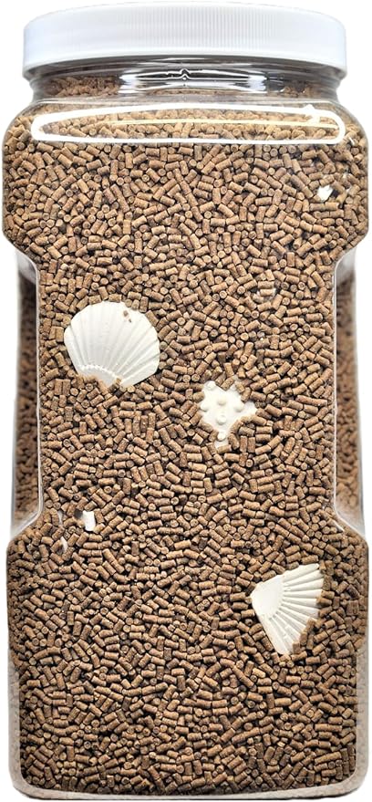 Aquatic Foods Inc. Shrimp Grower 45% Protein 1/16" x 3/8" Sinking Pellets with 15 Calcium Enriched Food Disks for Shrimp, Snails, Crabs, Catfish, Plecos, Bottom Fish, All Tropical Fish...12oz Jar-PawvioPets