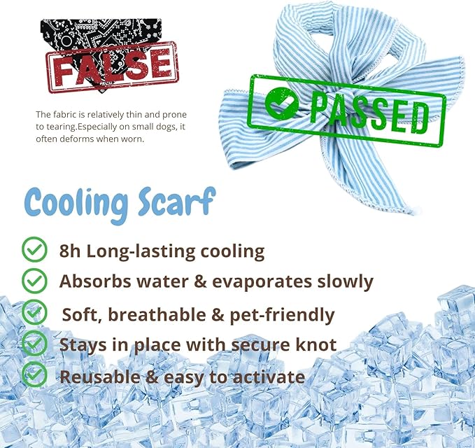 4pcs Cooling Scarf for Pets,Summer Cooling Scarves Keep Cats and Dogs Cool, Reused,Rrecycled,Suitable for Dogs (4pcs-Blue Stripe)-PawvioPets