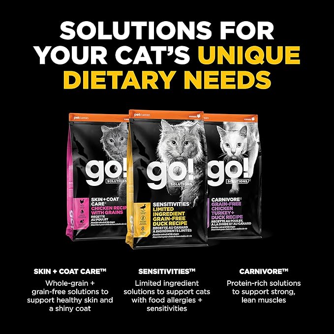 Go! Solutions Sensitivities Limited Ingredient, Grain-Free Dry Cat Food, Duck Recipe for Sensitive Stomach, 8 lb Bag-PawvioPets