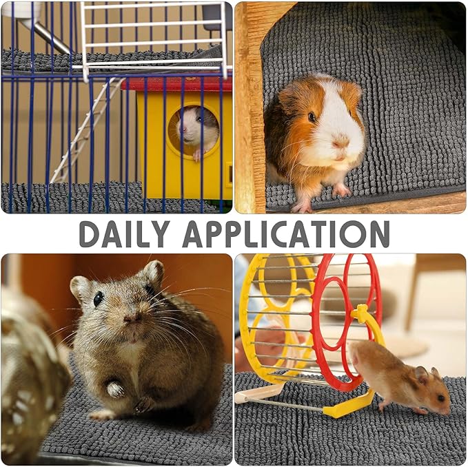 Amylove 4 Pcs Guinea Pig Cage Liner Guinea Pig Bedding Washable Fleece Pee Pads Reusable Small Animals Training Mat Small Animal Sleeping Bed for Bunny Hamster(Dark Gray,16 x 24 Inch)-PawvioPets