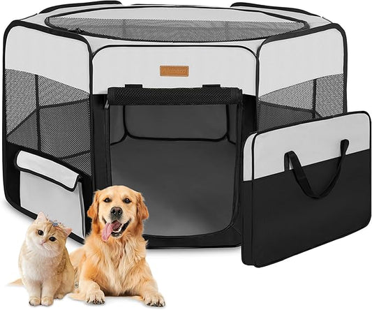 Dog Playpen, Portable Pet Play Pen for Cat, Puppies, Rabbits, Chickens, Foldable Large-Capacity Pet Tent for Indoor/Outdoor Travel Camping-PawvioPets