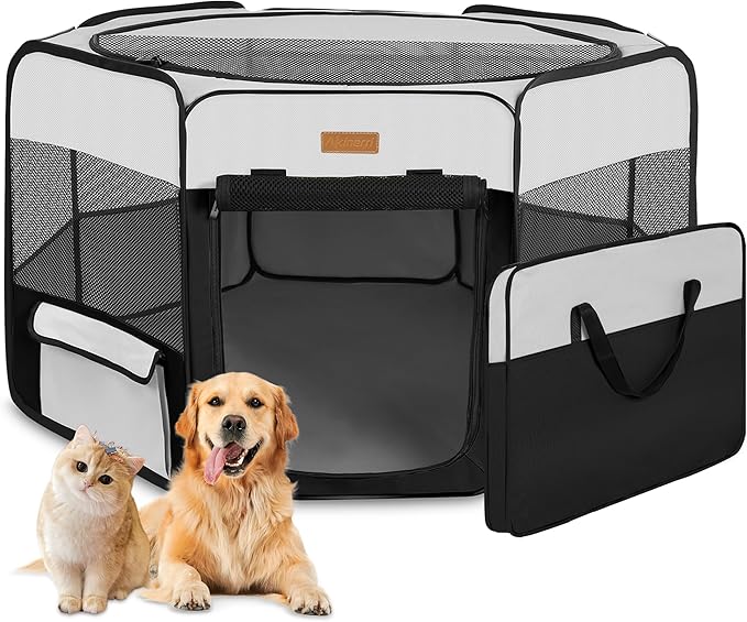 Dog Playpen, Portable Pet Play Pen for Cat, Puppies, Rabbits, Chickens, Foldable Large-Capacity Pet Tent for Indoor/Outdoor Travel Camping-PawvioPets