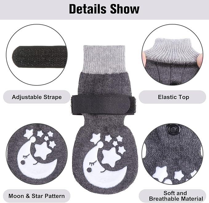 BEAUTYZOO Anti-Slip Dog Socks,Dog Shoes for Hot/Cold Pavement,Paw Protectors with Grips 3 Pairs for Puppy Small Medium Large Senior Old Dogs,Dog Socks to Prevent Licking and Hardwood Floor Protection-PawvioPets