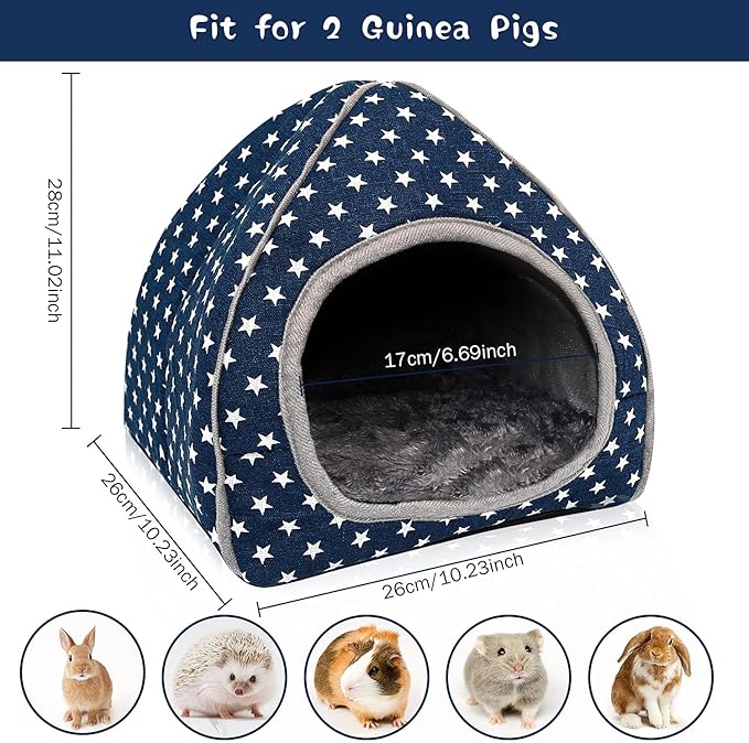 BWOGUE Guinea Pig House Bed Cozy Hamster Cave Large Hideout for Dwarf Rabbits Hedgehog Bearded Dragon Winter Nest Hamster Cage Accessories-PawvioPets