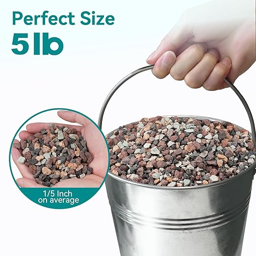 5lbs Terrarium Rocks for Pots Indoor, Succulent, Cactus, Bamboo, Bonsai Tree, 1/5 Inch Rocks for Planters Drainage, Mixed Color Small Lava Rocks for Top-Dressing-PawvioPets