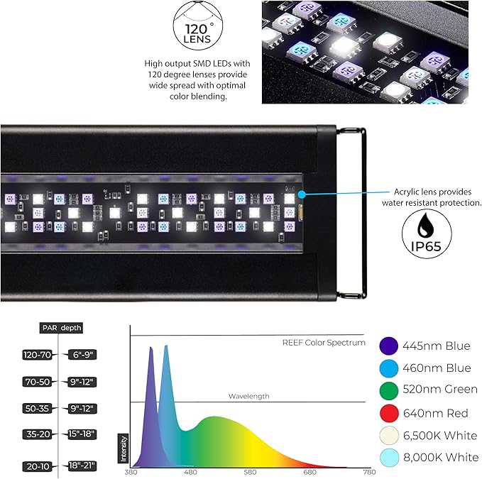 CURRENT USA 48 - 60" Inch Orbit Marine LED Saltwater Reef Marine Aquarium Light | 24 Hour IR Lighting & eFlux Wave Pump Control | Adjustable Color Spectrum for Fish Tank (4103)-PawvioPets