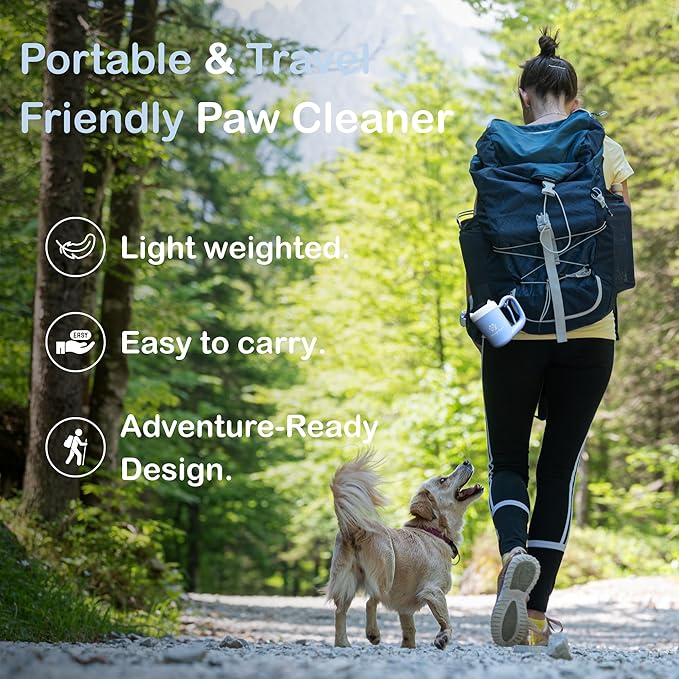 Dog Paw Cleaner for Small & Medium Dogs – Portable Paw Washer Cup with Soft Silicone Brush, Towel & Moisturizing Balm – Gently Cleans Muddy Paws After Walks (Blue, Small)-PawvioPets