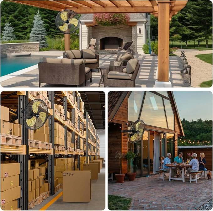 5400 CFM 20" Outdoor Wall Mount Fans, High Velocity 3-Speed Waterproof Professional Outdoor Fan, Heavy Duty Industrial Wall Fan for Patio, Commercial, Gazebo, and Garage, UL Listed-PawvioPets