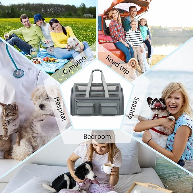 Cat Carrier Bag,Soft Sided Ventilated Pet Carrier for Small Dog Airline Approved Travel Puppy Carrier with Breathable Mesh, Foldable Portable for Outdoor Car-PawvioPets