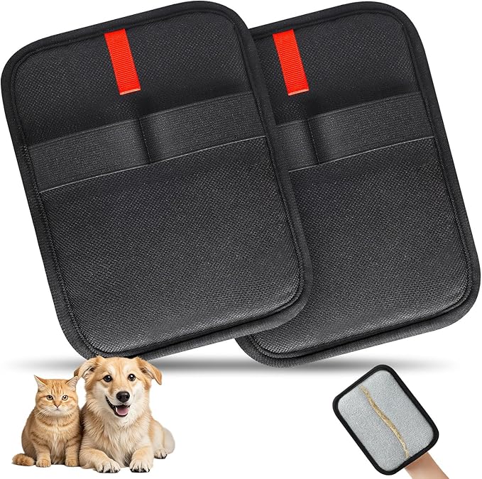 2 Pcs Static Pet Hair Removal Gloves, Reusable Electrostatic Pet Cat Dog Hair Remover Grooming Gloves Brush Tool for Couch, Furniture, Carpet, Car Seat-PawvioPets