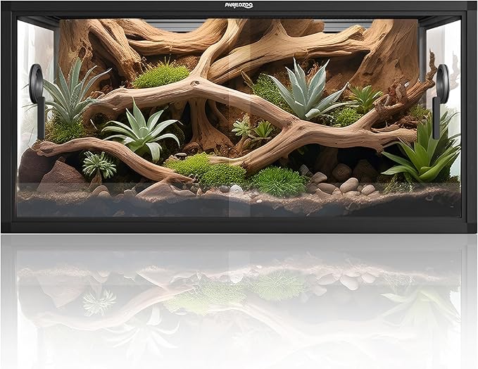 50 Gallon Bearded Dragon Tank, Reptile Enclosure for Easy Maintenance, Front Opening Reptile Tank with Top Screen Ventilation & Glass Sliding Door 36''x18''x18''-PawvioPets