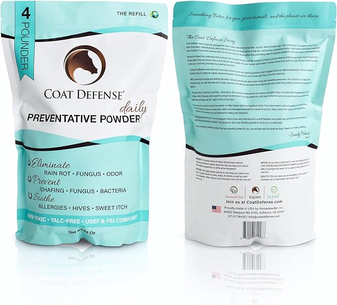 COAT DEFENSE Daily Grooming Powder for Horses | Dry Shampoo with Natural Ingredients | 64 oz Formula for Fresh, Healthy-Looking Coat-PawvioPets