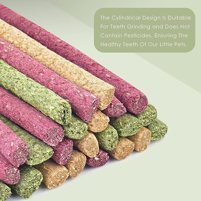 ERKOON Timothy Hay Sticks,Rabbit Chew Toys for Teeth Natural Molar Sticks Rabbits Treats for Bunnies, Chinchilla Guinea Pigs, Gerbil, Hamster (75 Pcs)-PawvioPets