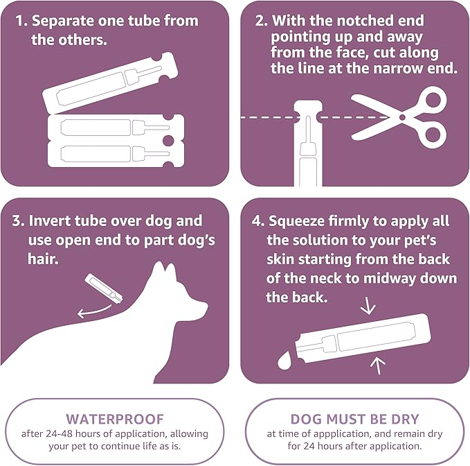 Amazon Basics Flea and Tick Topical Treatment for Large Dogs (45-88 pounds), 3 Count (Previously Solimo)-PawvioPets