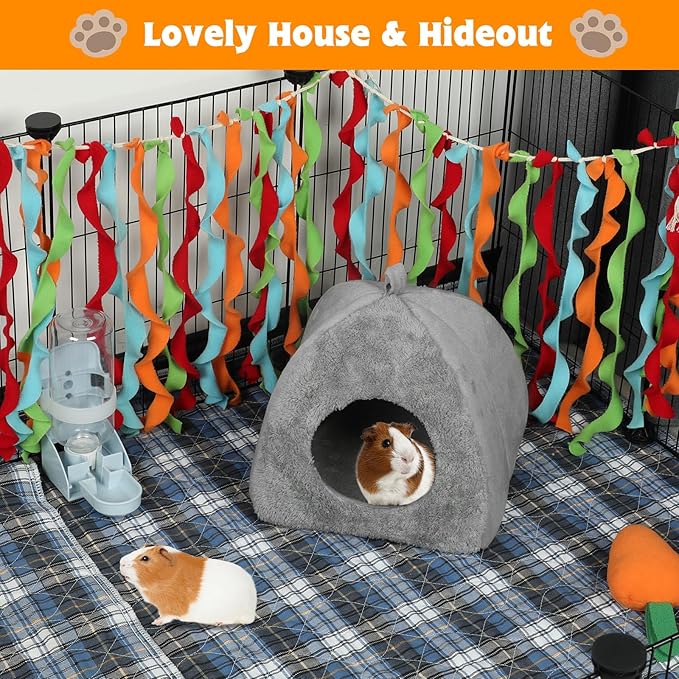 BWOGUE Guinea Pig House Bed Cozy Hamster Cave Large Hideout for Dwarf Rabbits Hedgehog Bearded Dragon Winter Nest Hamster Cage Accessories-PawvioPets