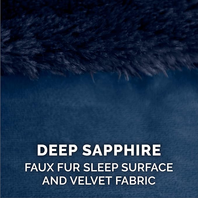 Furhaven Cooling Gel Dog Bed for Large Dogs w/ Removable Bolsters & Washable Cover, For Dogs Up to 125 lbs - Plush & Velvet L Shaped Chaise - Deep Sapphire, Jumbo Plus/XXL-PawvioPets