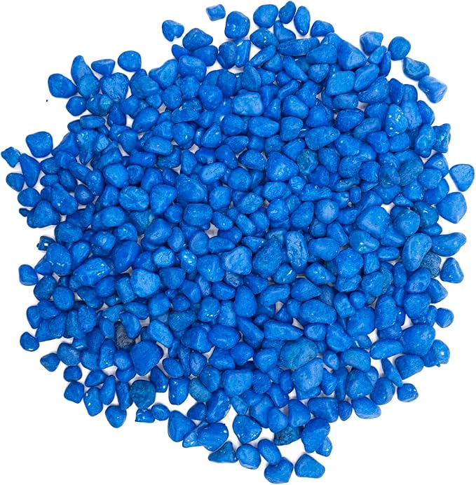 Blue Pebbles for Crafts, 0.9 Pound Natural Polished Aquarium Gravel, Decorative Pebbles for Indoor Plants, Turtle Tank, Vase, Succulents Cactus, Garden Landscaping-PawvioPets