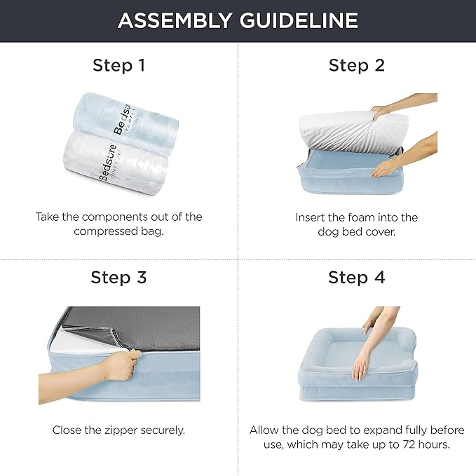 Bedsure Orthopedic Dog Bed for Medium Dogs - Waterproof, Supportive Foam Pet Couch Bed with Removable Washable Cover, Non-Skid Bottom, Light Blue-PawvioPets