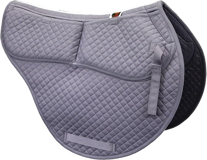 ECP Equine Comfort Products All-Purpose Contoured Correction Saddle Pad with Adjustable Memory Foam Inserts for Custom Support, Non-Slip, Shock Absorbing, 22” Spine, 19.5” Drop-PawvioPets