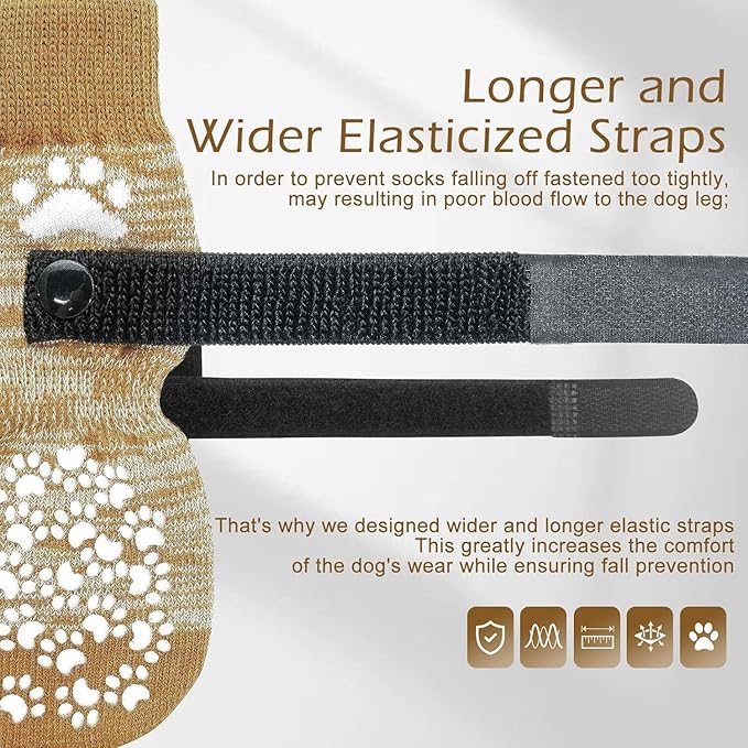 EXPAWLORER Anti Slip Dog Socks to Prevent Licking Paws, Dog Shoes for Hot Pavement, Dog Booties for Small Medium Large Senior Dogs, Traction Control Boots & Paw Protectors for Hardwood Floors-PawvioPets