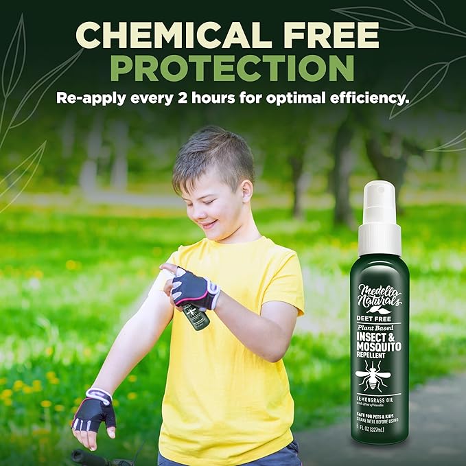 Deet-Free Insect & Mosquito Repellent 8oz – Nice Smelling Insect Repellent with Lemongrass Oil Safe for Pets and Kids – Bug Spray Against Mosquitoes, Gnats, Black Flies, No-See-ums, and Other Insect-PawvioPets