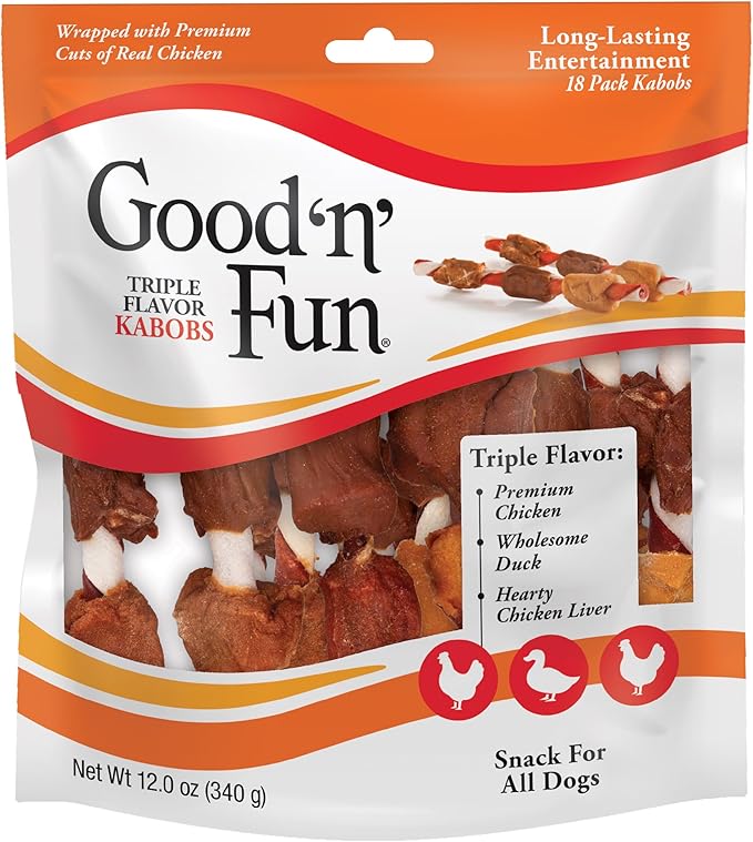 Good'N'Fun Triple Flavored Rawhide Kabobs for Dogs-PawvioPets