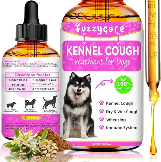 Dog Cough Treatment，Effective Kennel Cough Medicine for Dogs & Cats, Natural Kennel Cough Treatment and Allergy Relief, Herbal Drops for All Breeds & Sizes, Soothing Dog Cough Medicine-PawvioPets