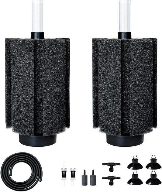 100-120 Gal Large Aquarium Sponge Filter with Air Stone and Ceramic Media,2 Pack Quiet Fish Tank Filters fit Breeding Fry Betta Shrimp Fish Tank-PawvioPets