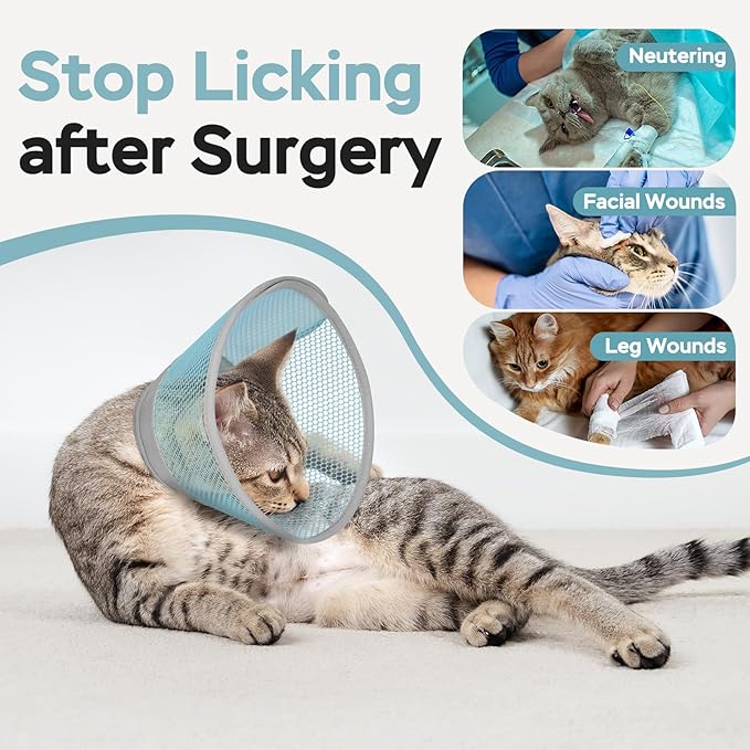 Cat Cone Collar Soft to Stop Licking After Surgery, Waterproof Lightweight Recovery Collar for Cats and Small Dogs, Elizabeth Plastic Cone Alternative, Neck Pillow to Prevent Scratches-PawvioPets